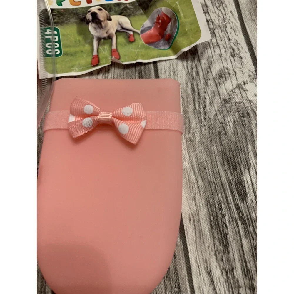 Waterproof/‎ Rainproof, Silicone Pink Protective Pet Shoes Size:Medium   4 Pink